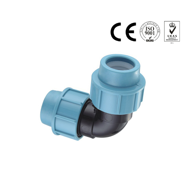 HDPE PP 90度等弯头塑料压缩管件